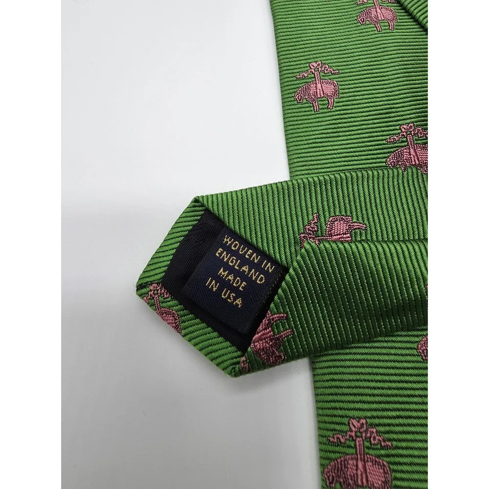 VTG Brooks Brothers Golden Fleece Green Pink Tie 100% Silk 59